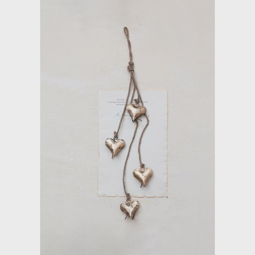 CC Metal Hearts on Jute Rope Ornament
