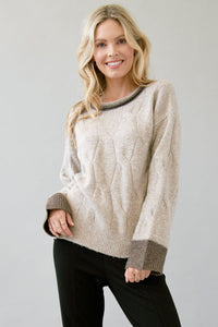 MY Stone contrast detail Cable Knit Pullover