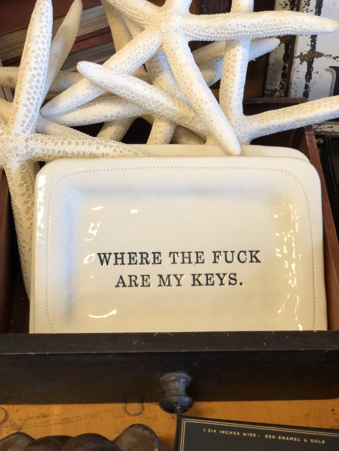 Where the Fuck are my Keys - 4 x 6 porcelain dish