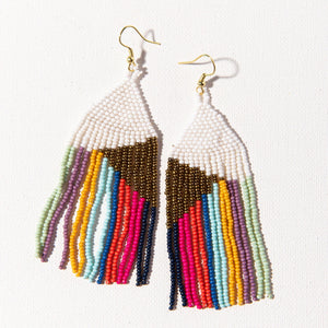 I+A Gold White With Stripes Fringe Earring