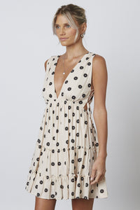 CCL Plunging V Tiered Dot Dress w side  ties
